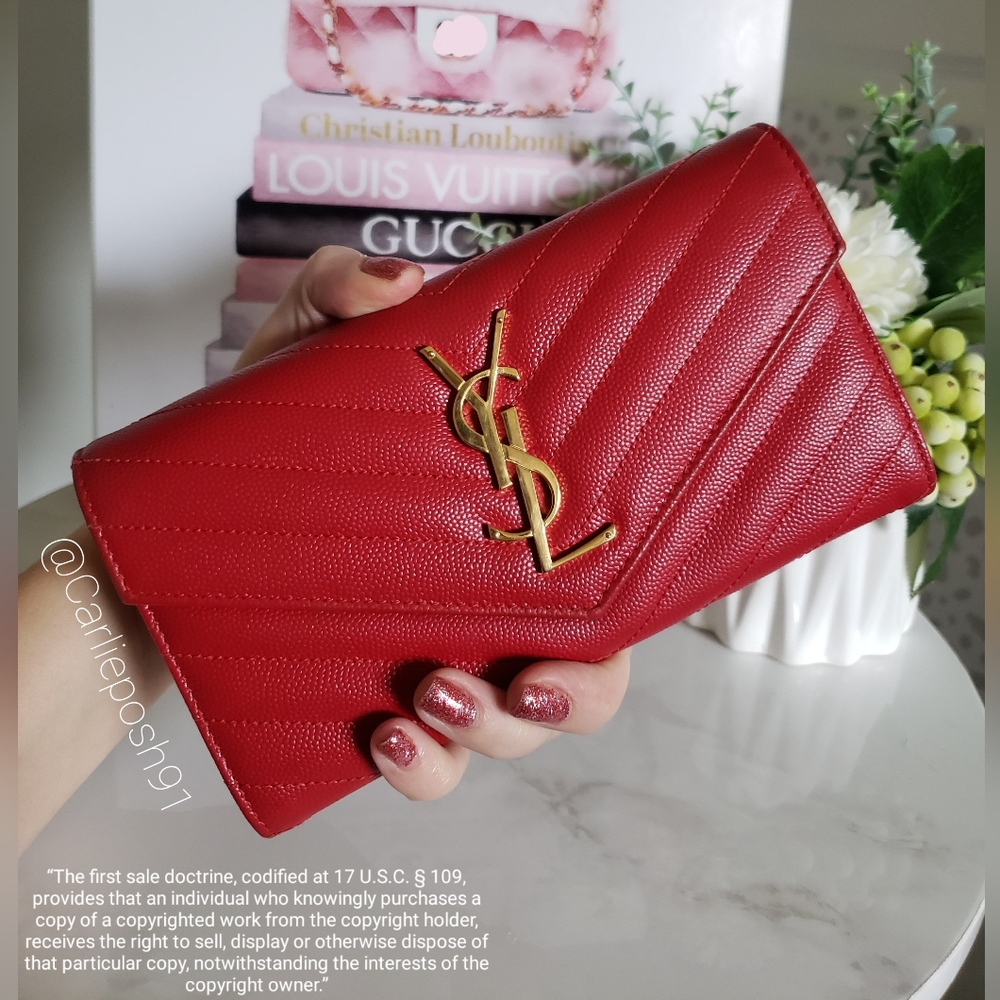 *SOLD* Authentic Pre-owned Yves Saint Laurent Grain De Poudre Envelope Wallet - Picture 4 of 14